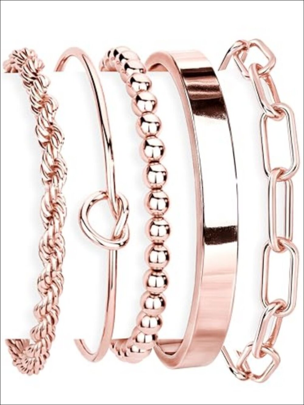 14K Gold Plated Sterling Silver Stackable Cuff Bracelet Set for Women